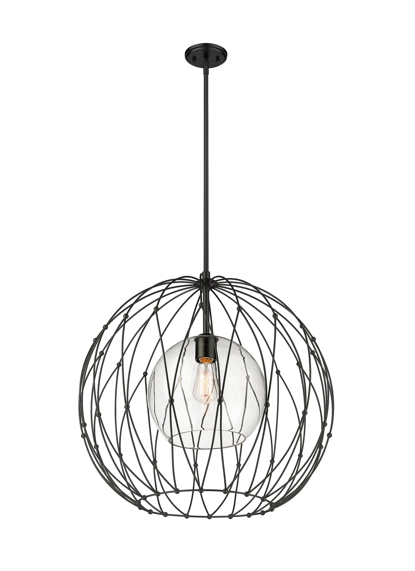 1940P24-MB - Elle 1 Light 24" Pendant - Matte Black