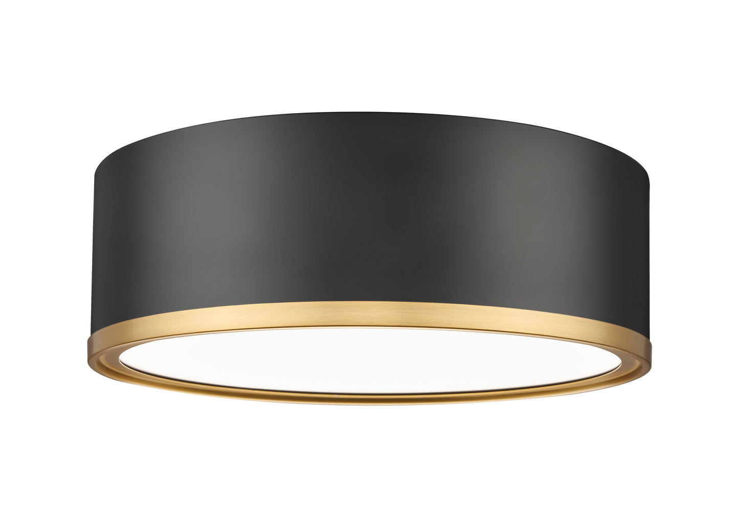 1018F12-MB-MGLD-LED - Bradley 1 Light Flush 12" Mount - Matte Black / Modern Gold