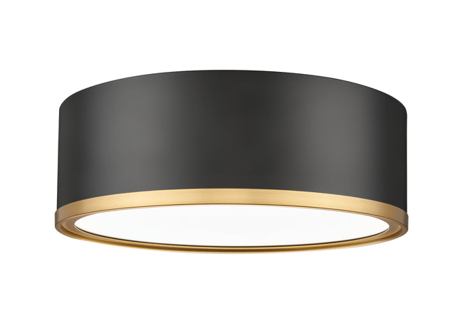 1018F12-MB-MGLD-LED - Bradley 1 Light Flush 12" Mount - Matte Black / Modern Gold