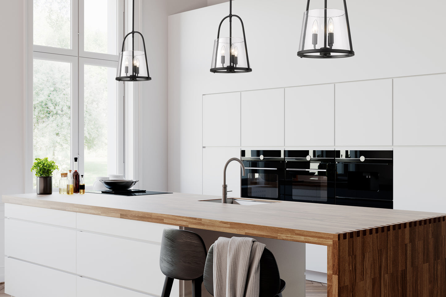 3041P12-MB - Archis 3 Light 12" Pendant - Matte Black