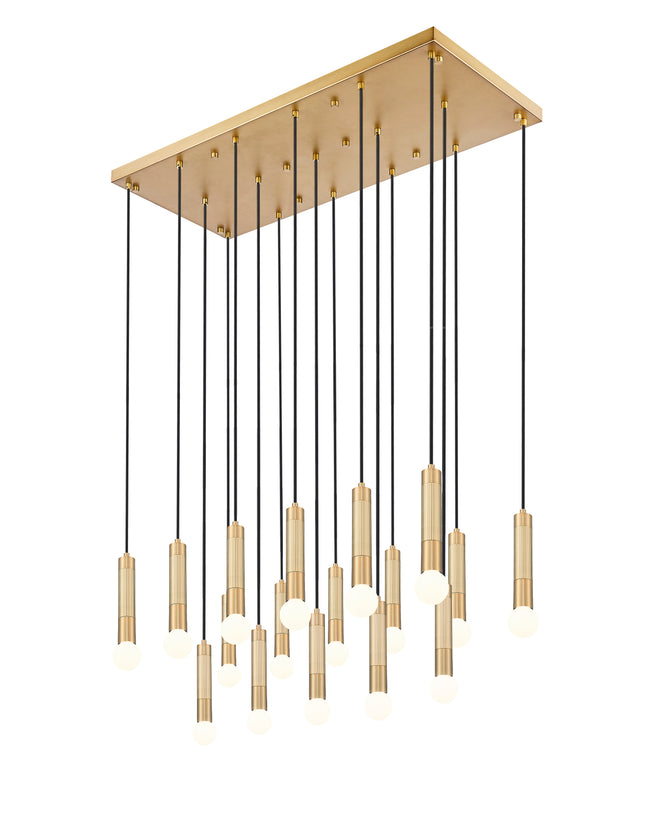 1956P-17L-MGLD - Stari 17 Light Linear 42" Chandelier - Modern Gold