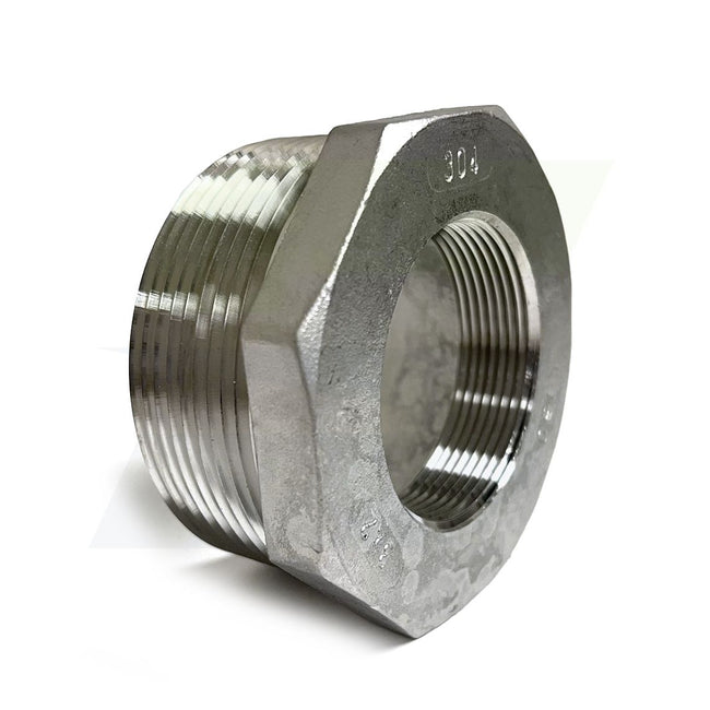 K414-4832 - 3" x 2" Threaded Hex Head Bushing, 304 Stainless Steel