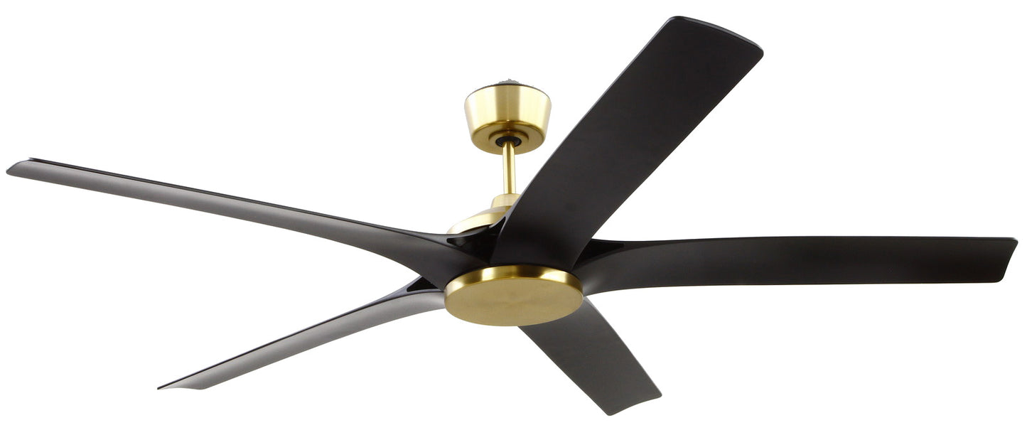 FON65SBFB5 - Fonz 65" Indoor Ceiling fan with 5-blades 65" 5 Blade Ceiling Fan with Light Kit - Satin Brass