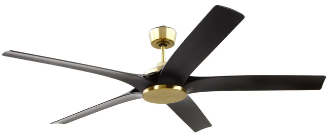 FON65SBFB5 - Fonz 65" Indoor Ceiling fan with 5-blades 65" 5 Blade Ceiling Fan with Light Kit - Satin Brass