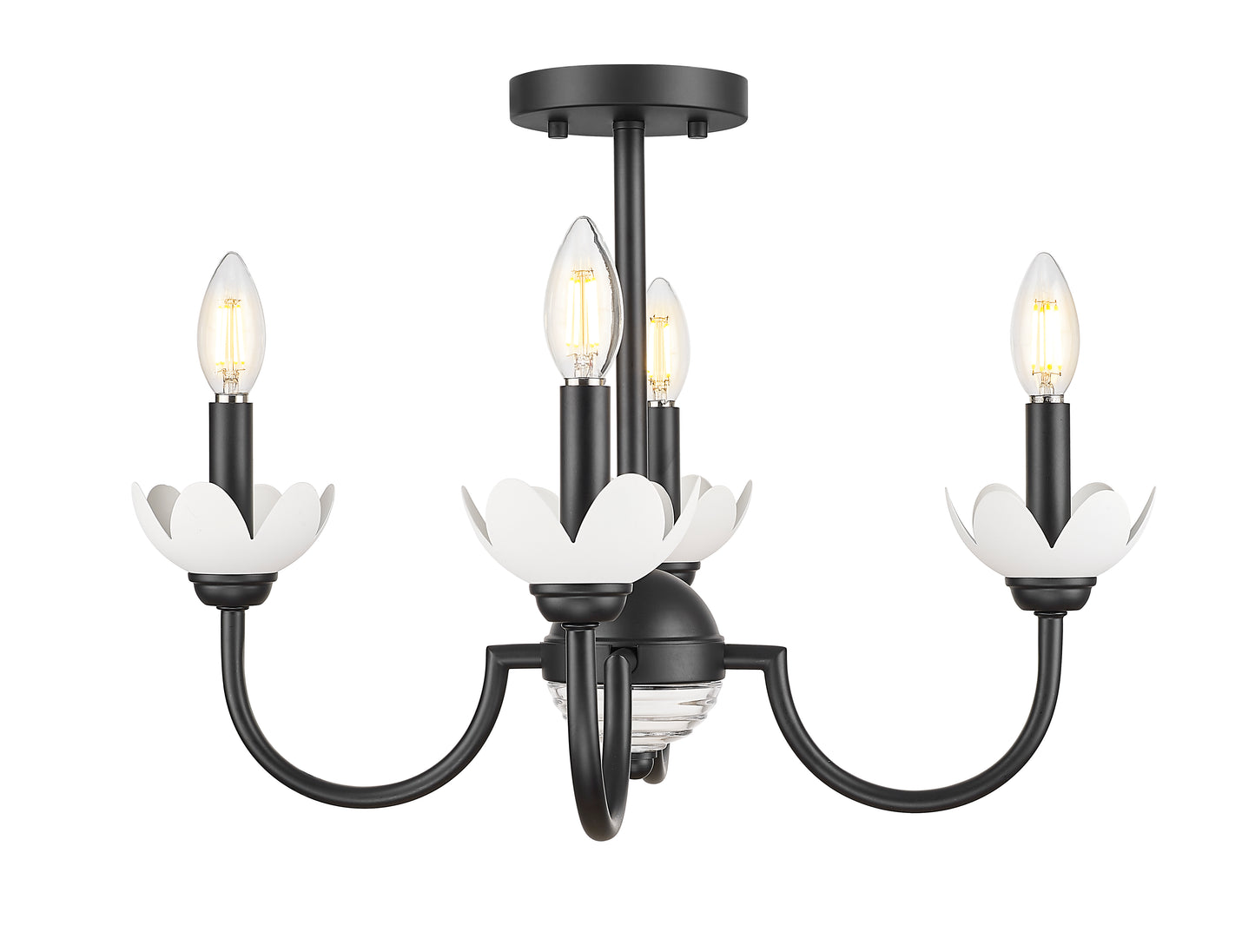 352-4SF-MB - Allistair 4 Light Semi Flush 20" Mount - Matte Black