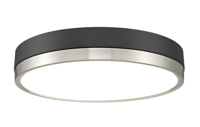 1006F16-MB-BN-LED - Algar 1 Light Flush 16" Mount - Matte Black / Brushed Nickel