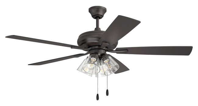ECF104CBZ5-CBZWLN - Eos Clear 4 Light 52" 5 Blade Ceiling Fan with Light Kit - Classic Bronze