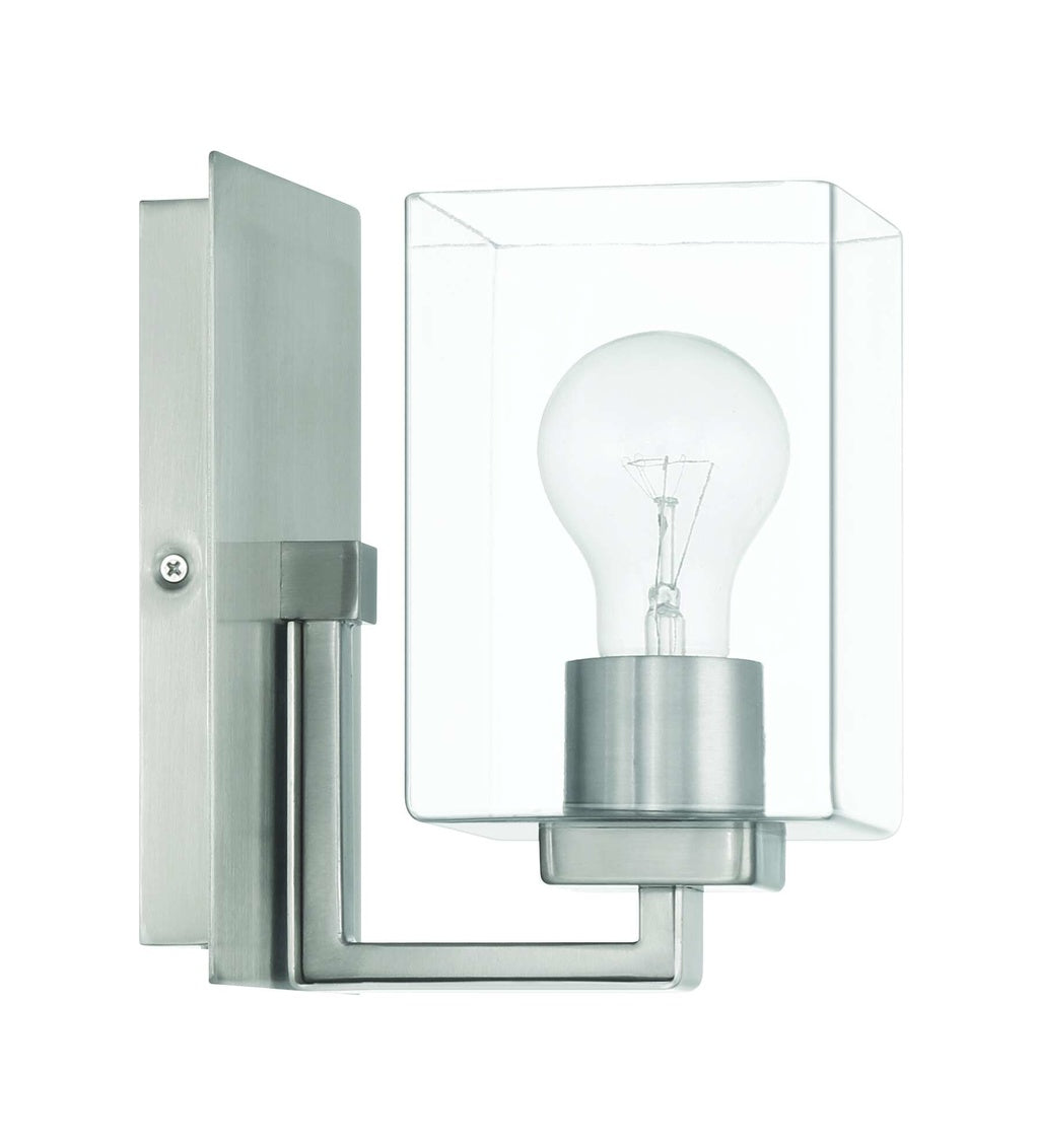 18506BNK1 - McClane 1 Light 8" High Wall Sconce - Brushed Nickel