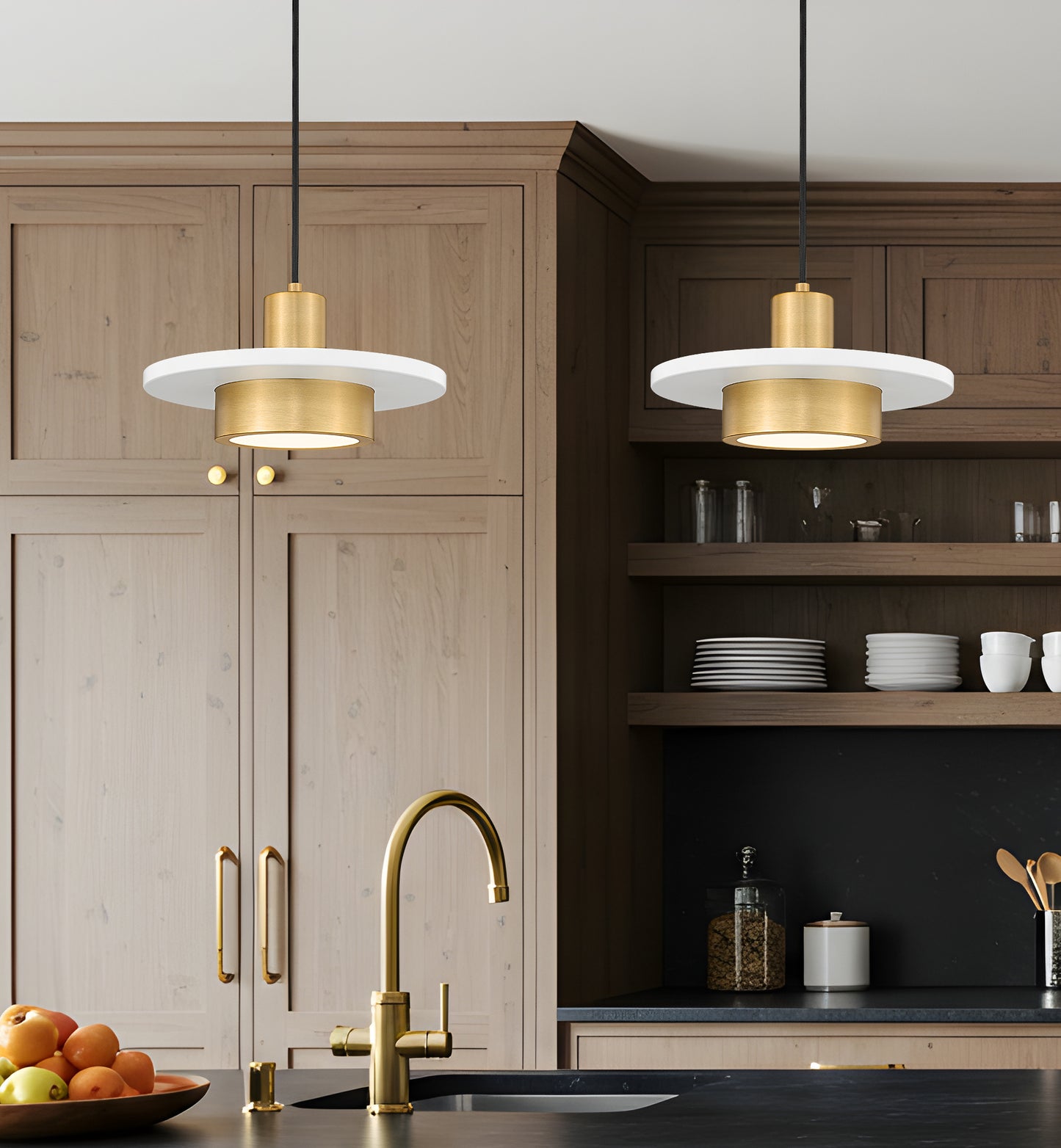 829P12-MW-MGLD-LED - Ludo 1 Light 12" Pendant - Matte White / Modern Gold