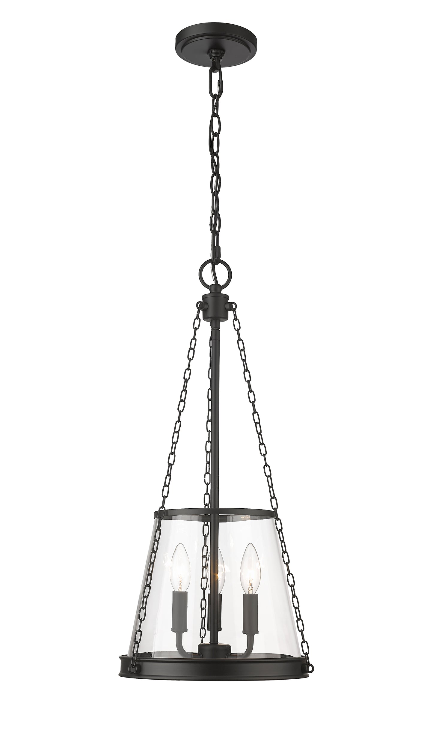 341P12-MB - Prescott 3 Light 12" Pendant - Matte Black
