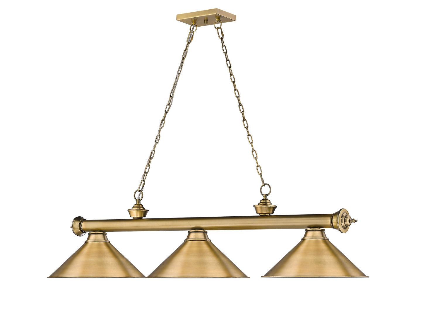 2306-3RB-RB15 - Cordon 3 Light 57" Billiard - Rubbed Brass