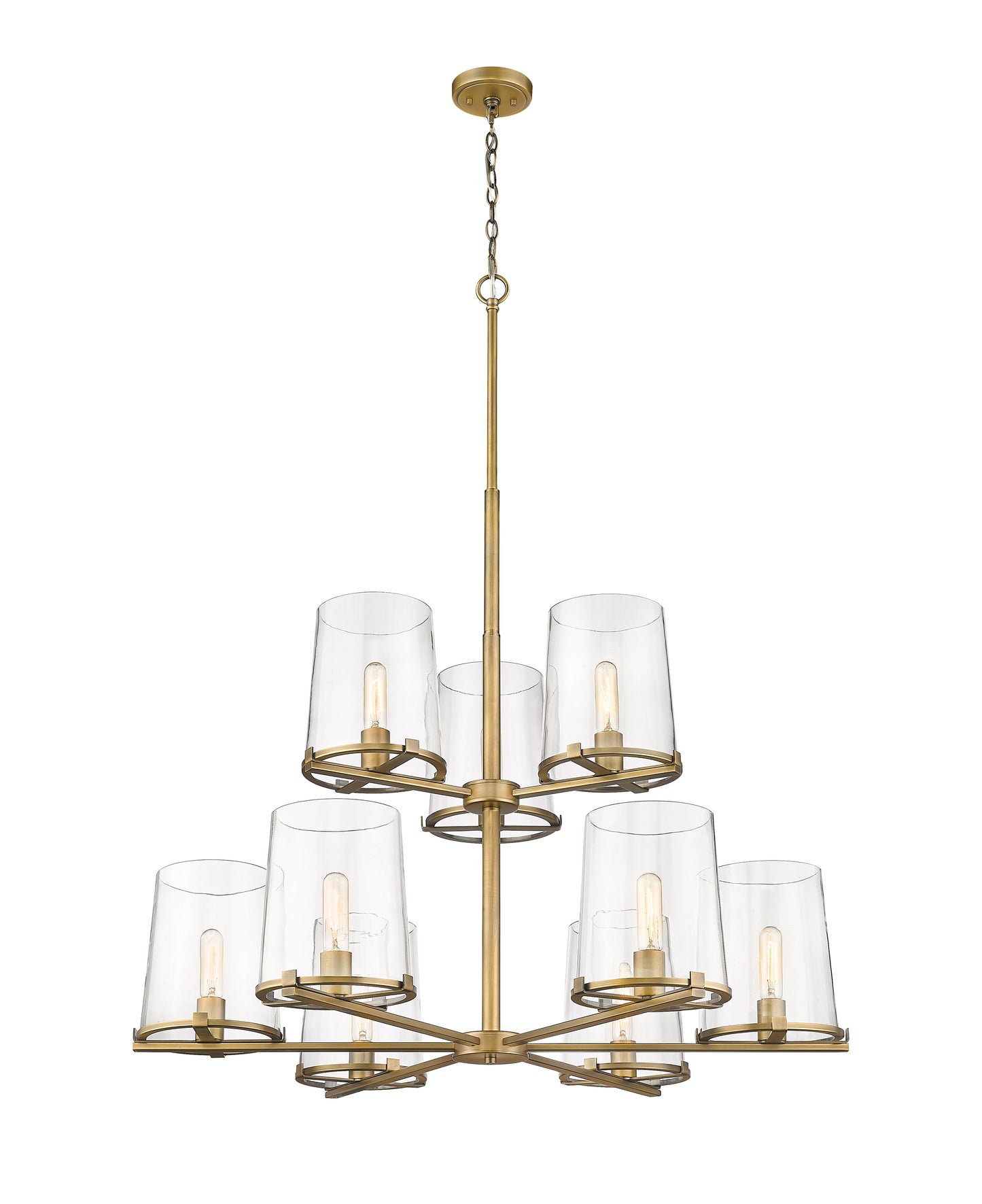 3032-9RB - Callista 9 Light 38" Chandelier - Rubbed Brass
