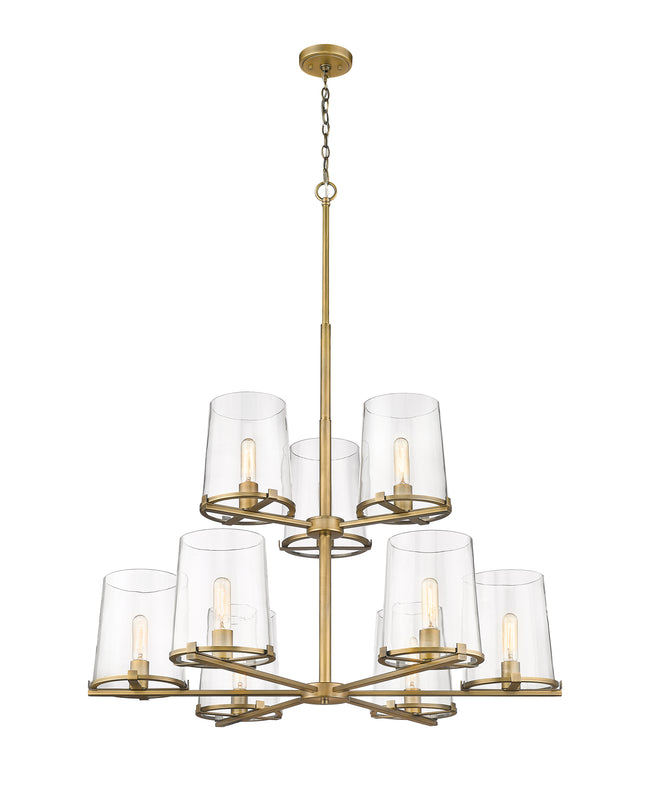 3032-9RB - Callista 9 Light 38" Chandelier - Rubbed Brass