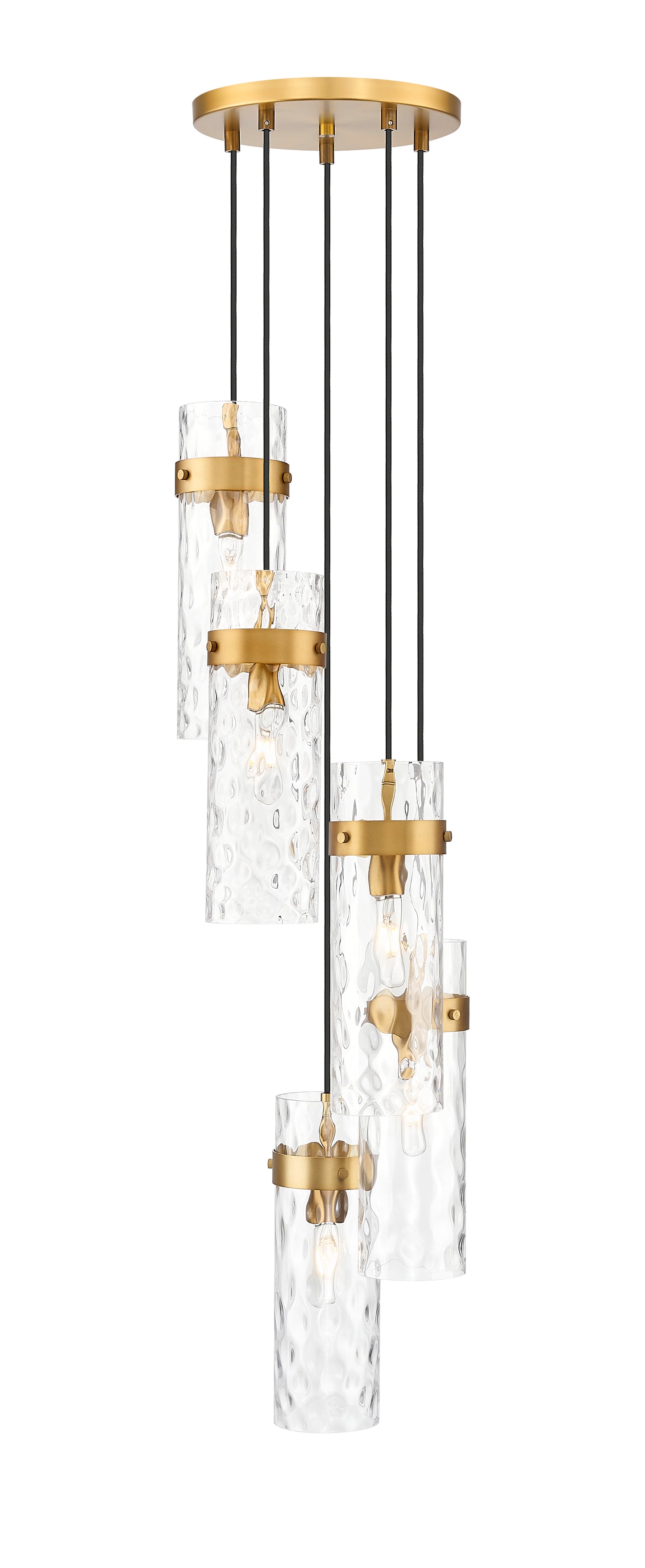 7002P5-5R-RB - Fontaine 5 Light 14" Chandelier - Rubbed Brass