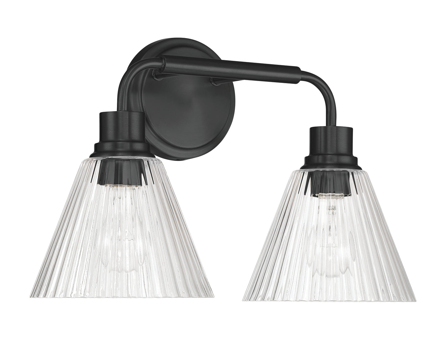61102-FB - Pleated 2 Light 17" Wide Vanity Light - Flat Black