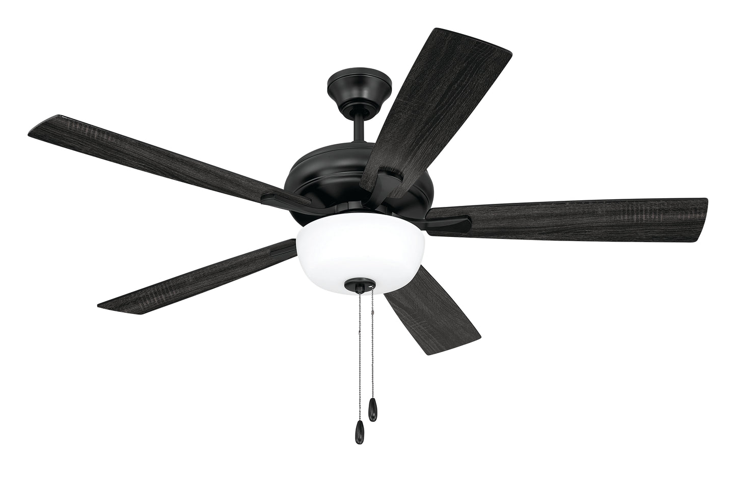 ECF211FB5-FBGW - EOS 2 Light Frosted White Bowl 52" Ceiling Fan 52" 5 Blade Ceiling Fan with Light Kit - Flat Black
