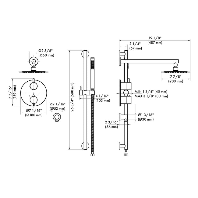 EMBY-SHS-T2-PG - Autograph Edition Emerald Bay Thermostatic Shower System in Polished Gold