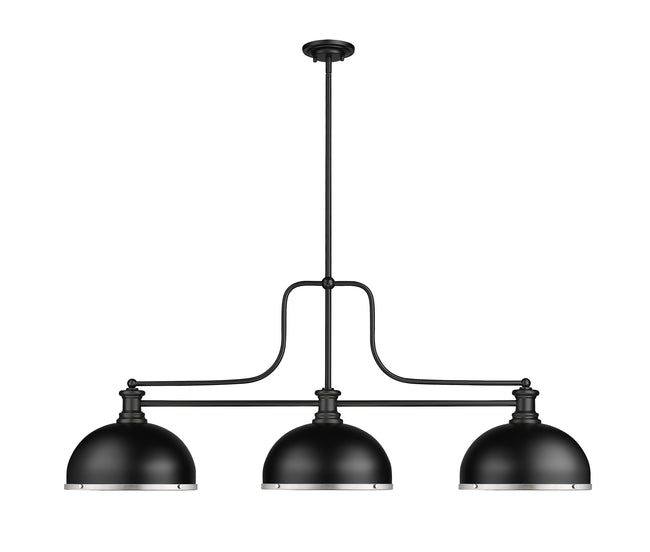 725-3MB-D12MB+BN - Melange 3 Light 52" Billiard - Matte Black