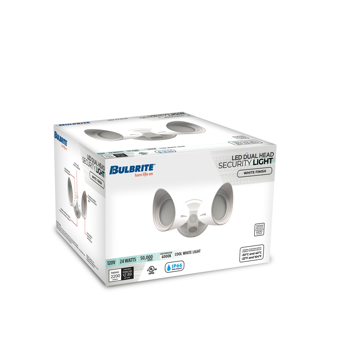 773700 - Wired Outdoor 2-Head LED Security Flood Light, White Finish