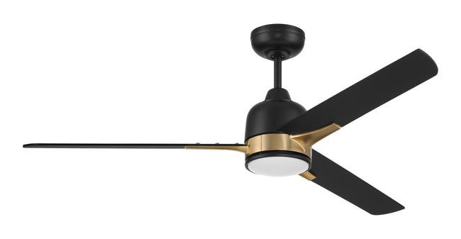 FUL52FBSB3 - Fuller 52" 3 Blade Ceiling Fan with Light Kit - Flat Black / Satin Brass