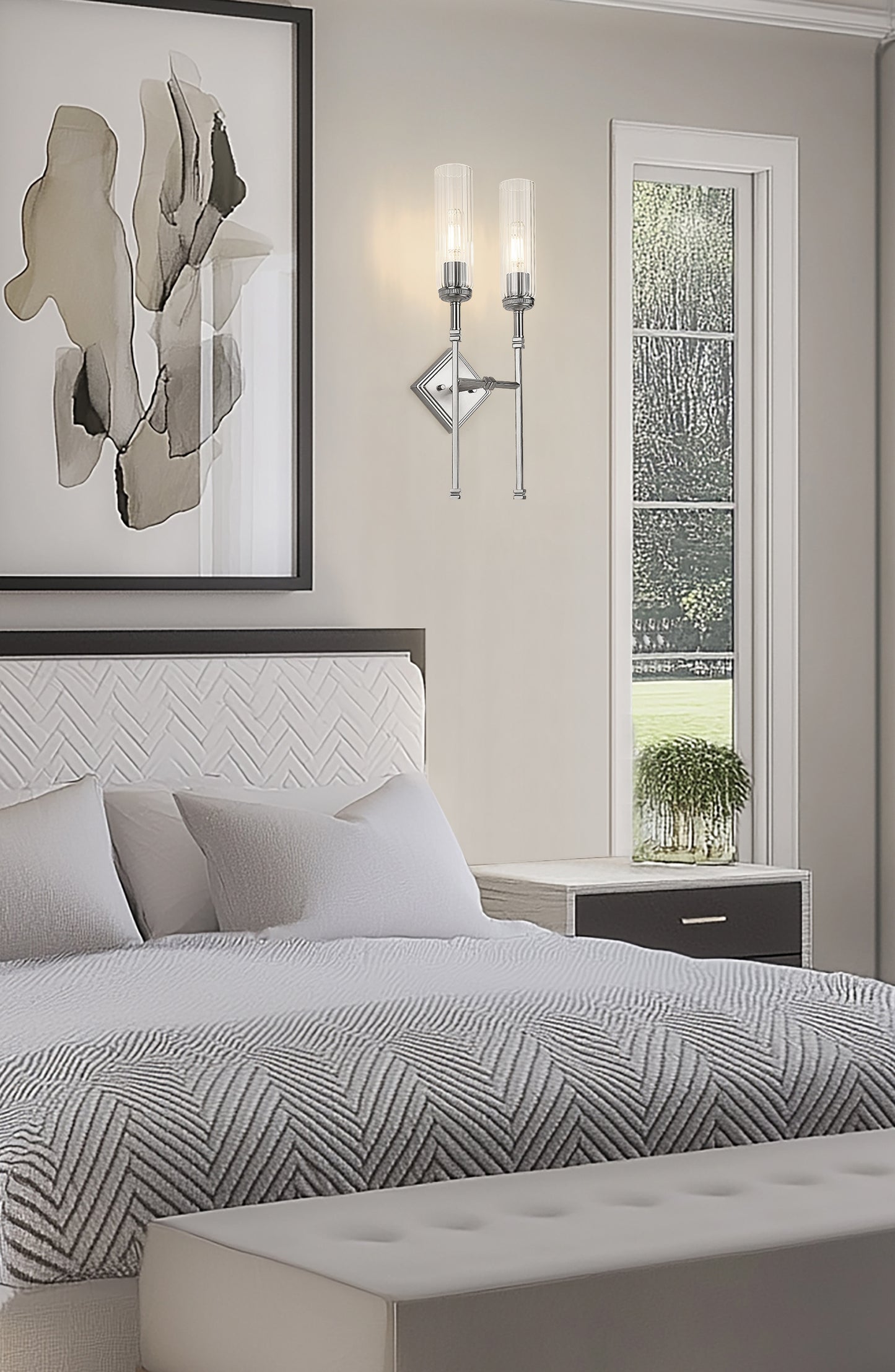 3047-2S-BN - Esme 2 Light Wall 24" Sconce - Brushed Nickel