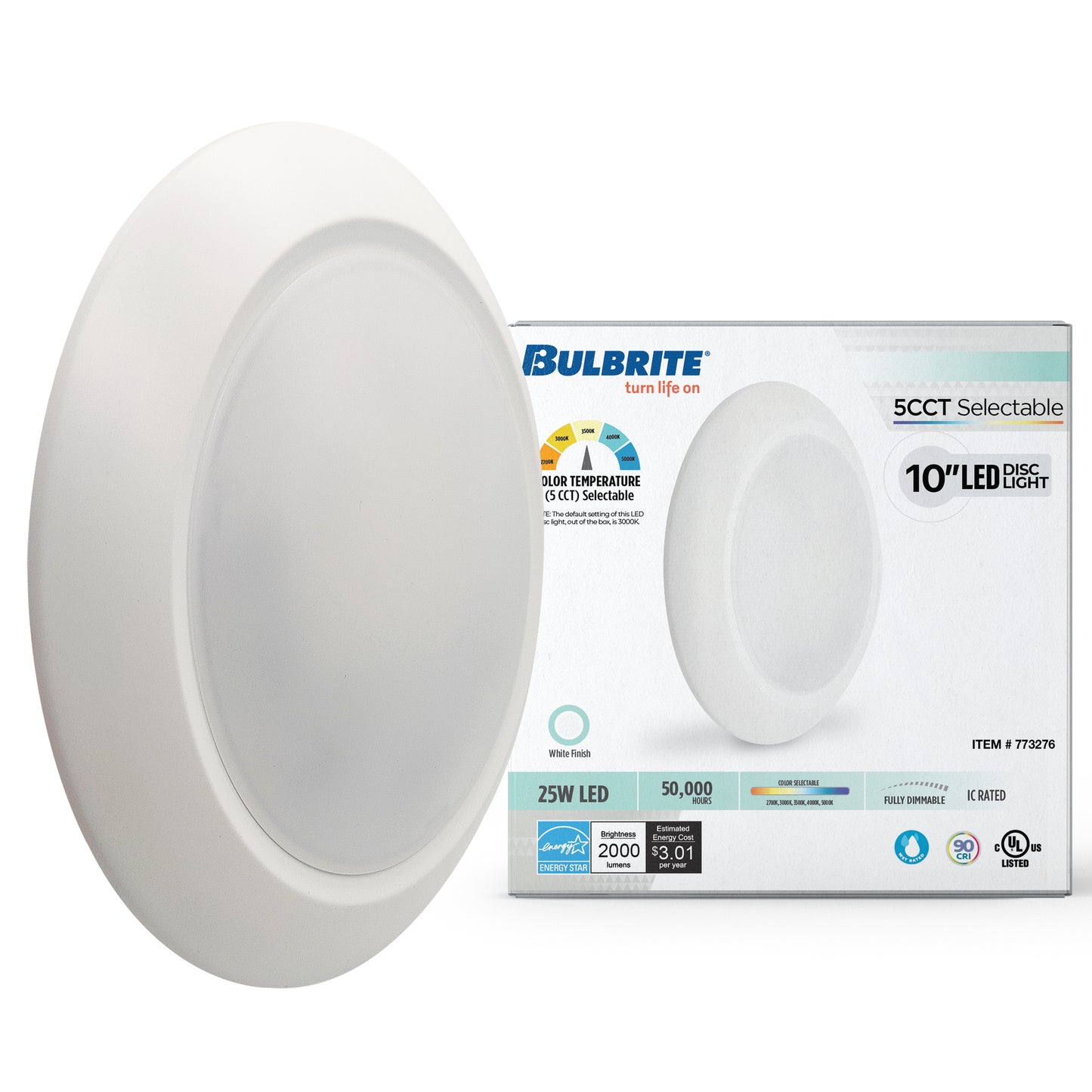 773276 - 25 Watt LED 10" Disc, 5 CCT - 27/30/35/40/50K 2000 Lumens