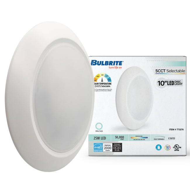 773276 - 25 Watt LED 10" Disc, 5 CCT - 27/30/35/40/50K 2000 Lumens