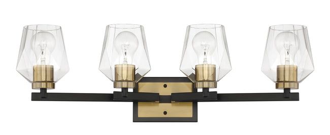 56904-FBSB - Avante Grand 4 Light 28" Wide Vanity Light - Flat Black / Satin Brass