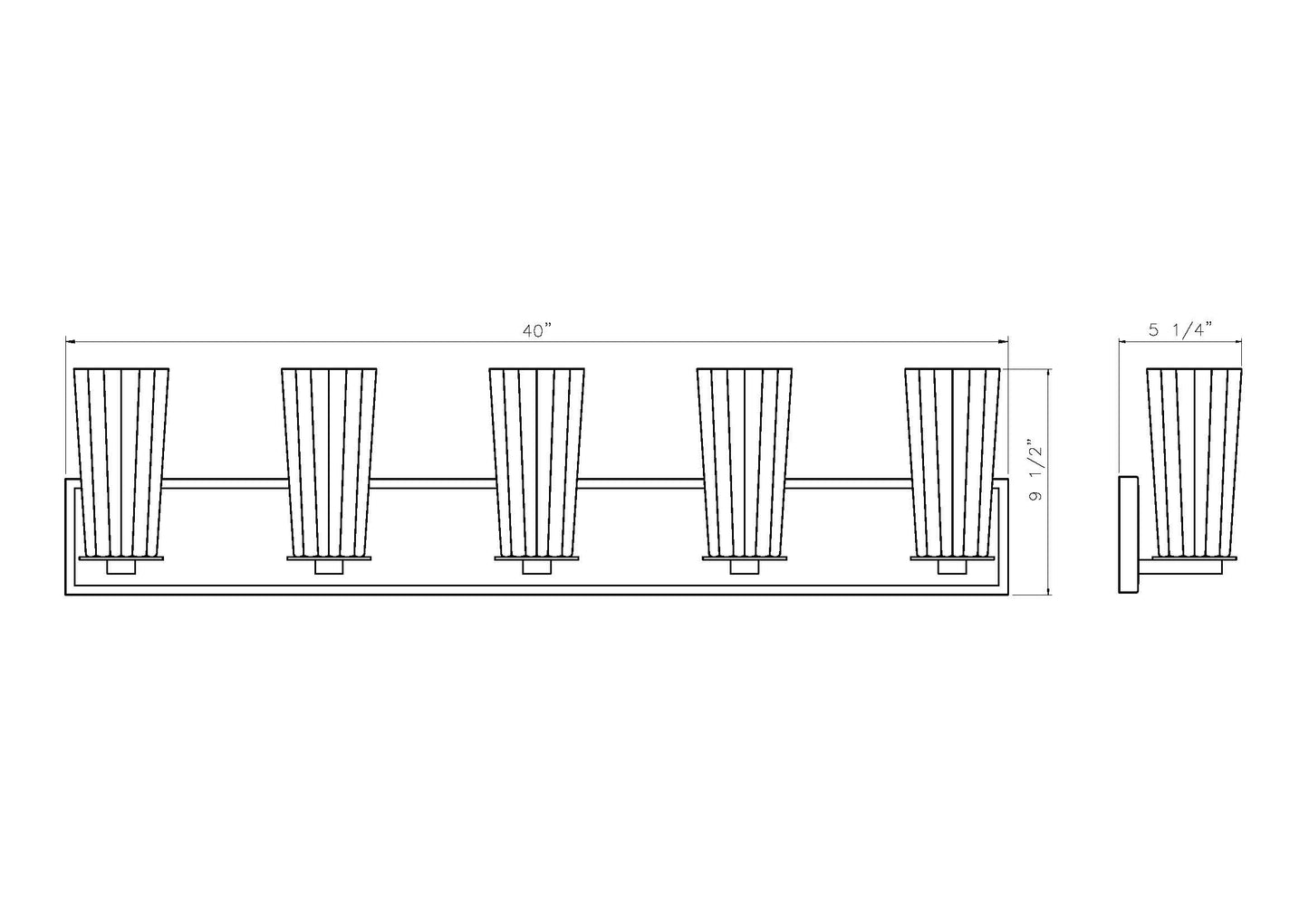 826-5V-MB - Titus 5 Light 40" Vanity - Matte Black