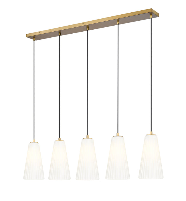3043P6-5L-MGLD - Farrell 5 Light Linear 42" Chandelier - Modern Gold