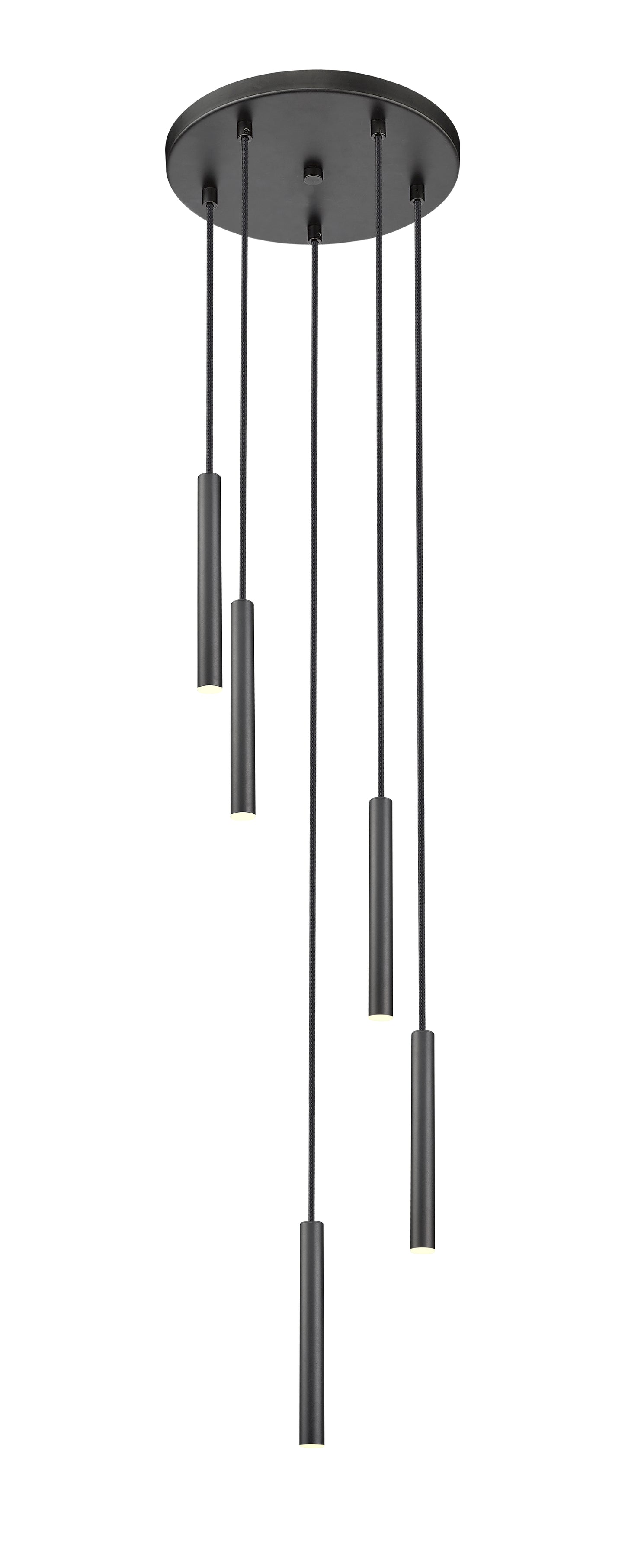 919MP12-5R-MB-LED - Forest 5 Light 12" Chandelier - Matte Black