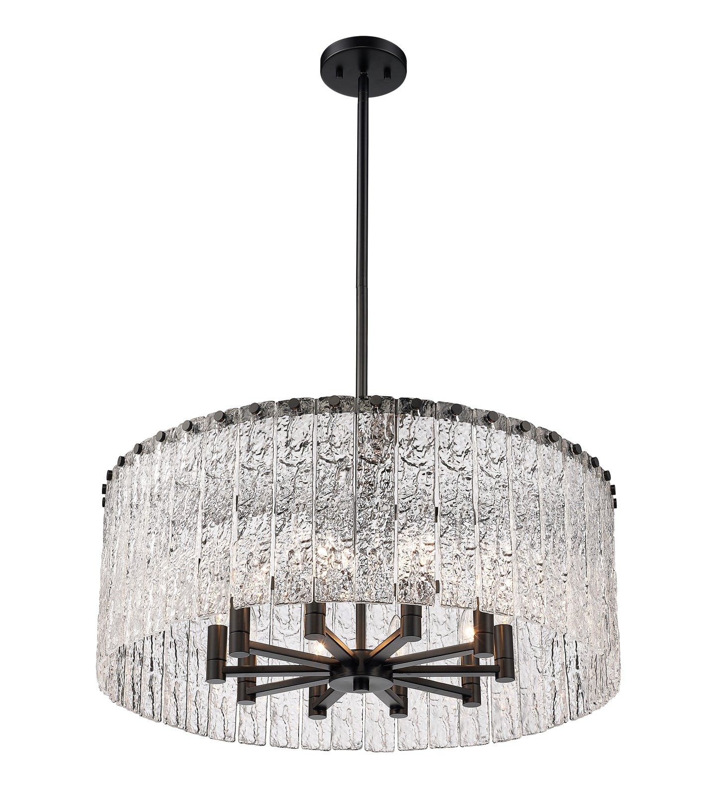 1943P26-MB - Glacier 10 Light 27" Chandelier - Matte Black