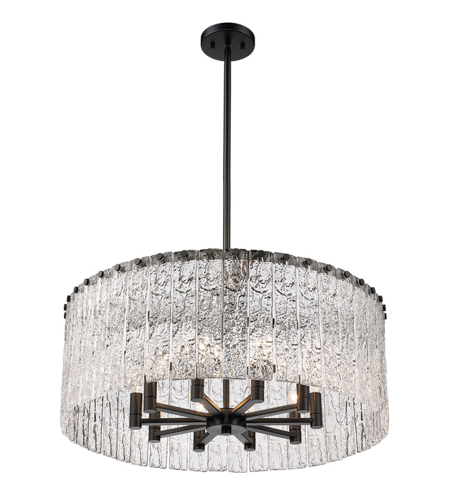 1943P26-MB - Glacier 10 Light 27" Chandelier - Matte Black