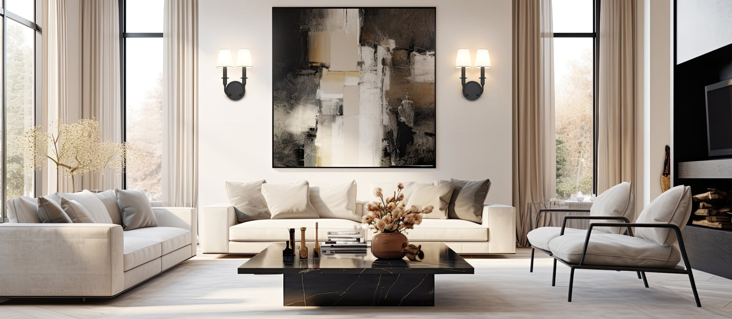 3049-2S-MB - Tova 2 Light Wall 13" Sconce - Matte Black