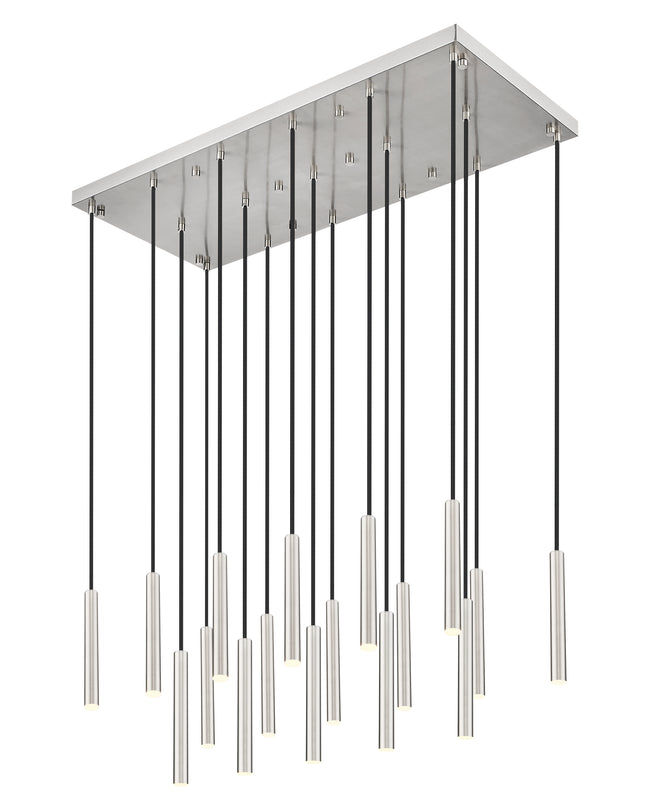 919MP12-17L-BN-LED - Forest 17 Light Linear 42" Chandelier - Brushed Nickel