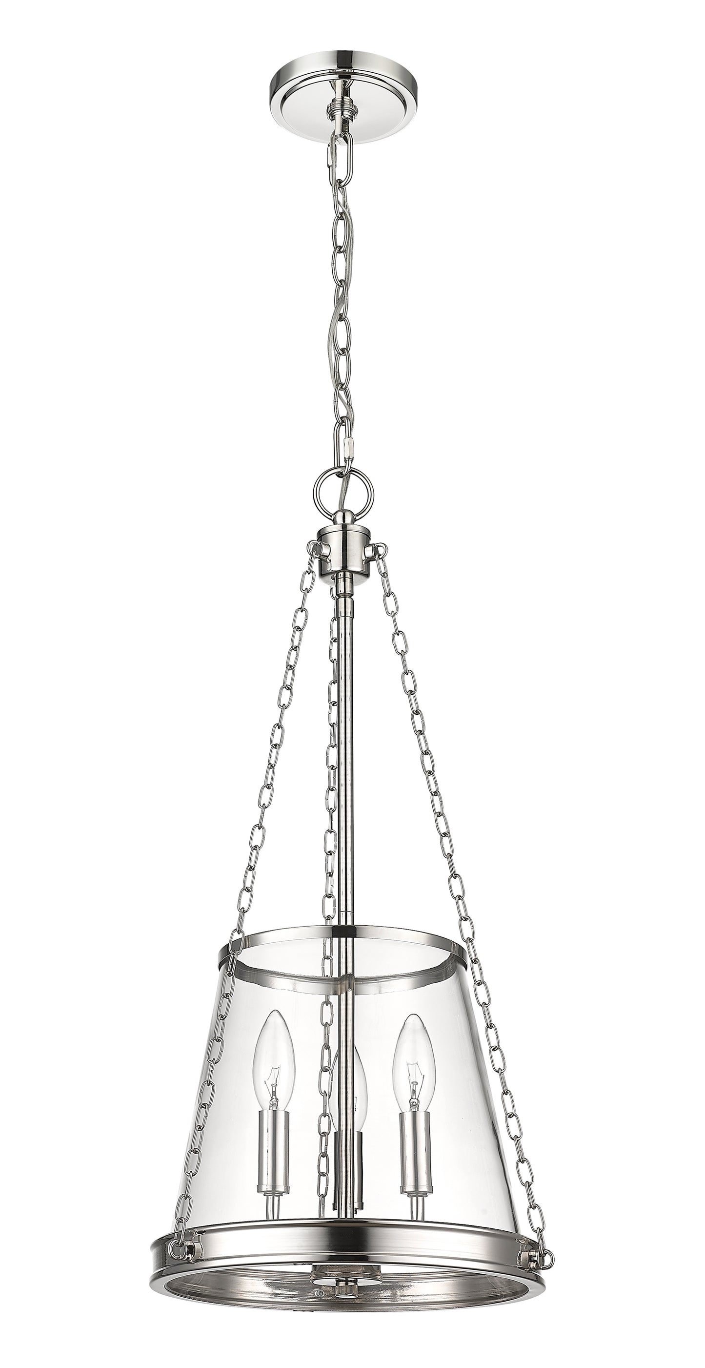 341P12-PN - Prescott 3 Light 12" Pendant - Polished Nickel
