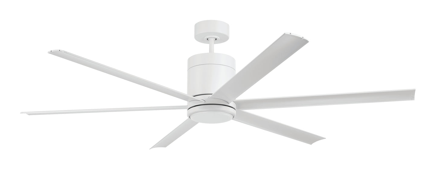 TTE65W6 - Tate 65" 6 Blade Indoor Outdoor Ceiling Fan with Light Kit - White