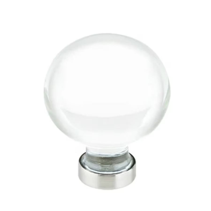 86394US15 - 1" Round Cabinet Knob - Bristol Glass - Satin Nickel