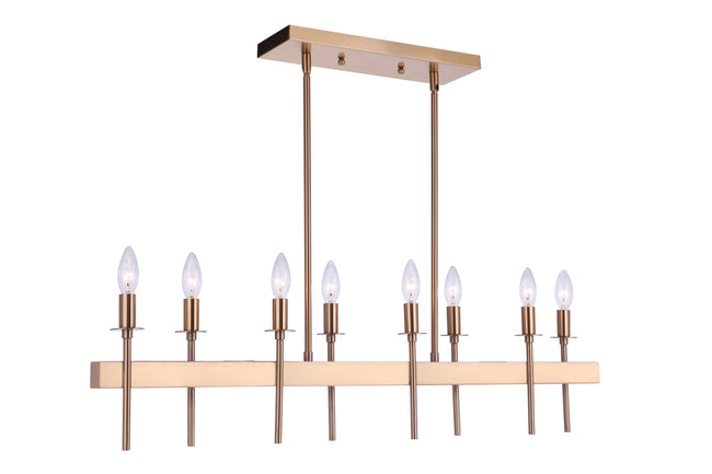 54378-SB - Larrson 8 Light 4.75" Wide Island Light - Satin Brass