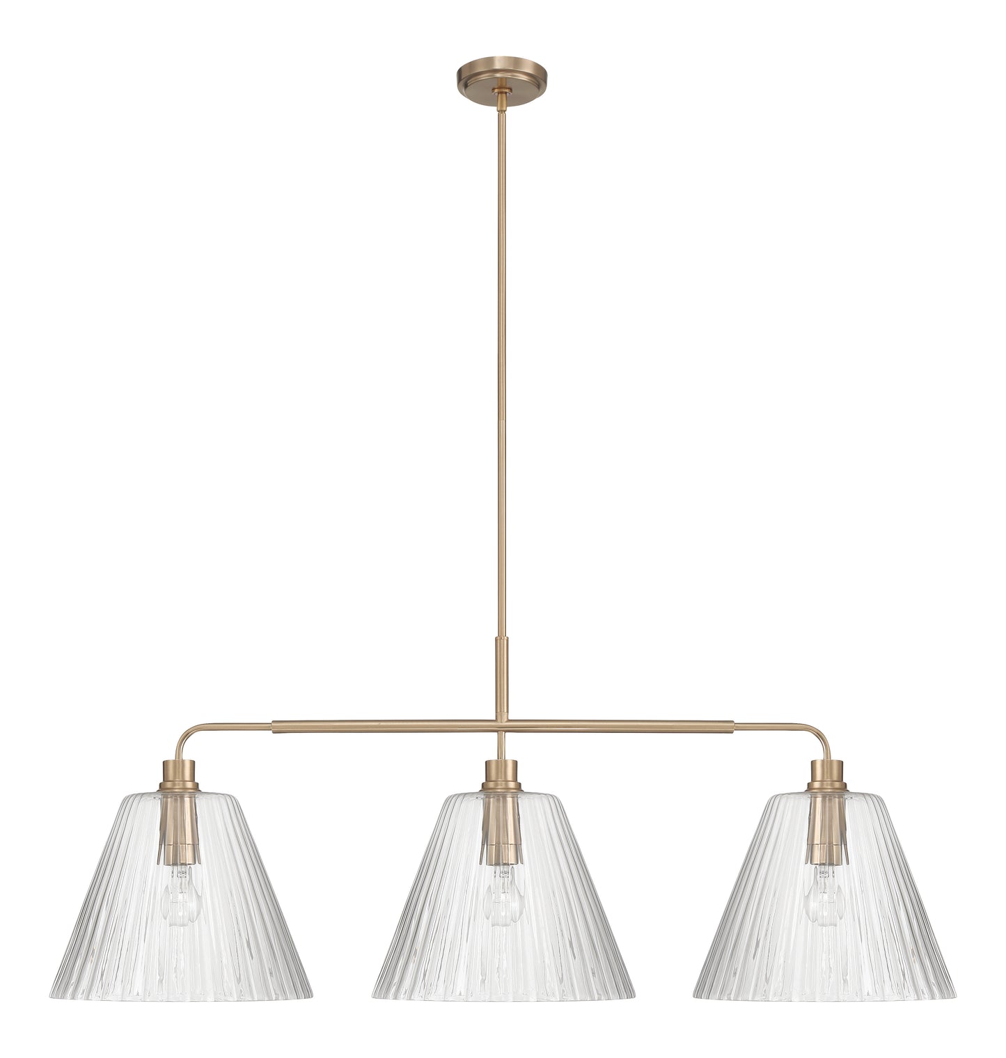 61173-CPZ - Pleated 3 Light 14" Wide Island Light - Premium Bronze