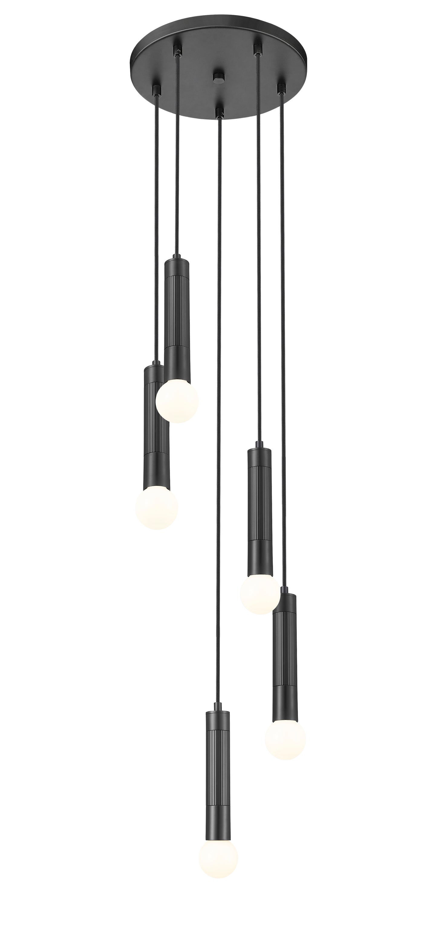 1956P-5R-MB - Stari 5 Light 12" Chandelier - Matte Black