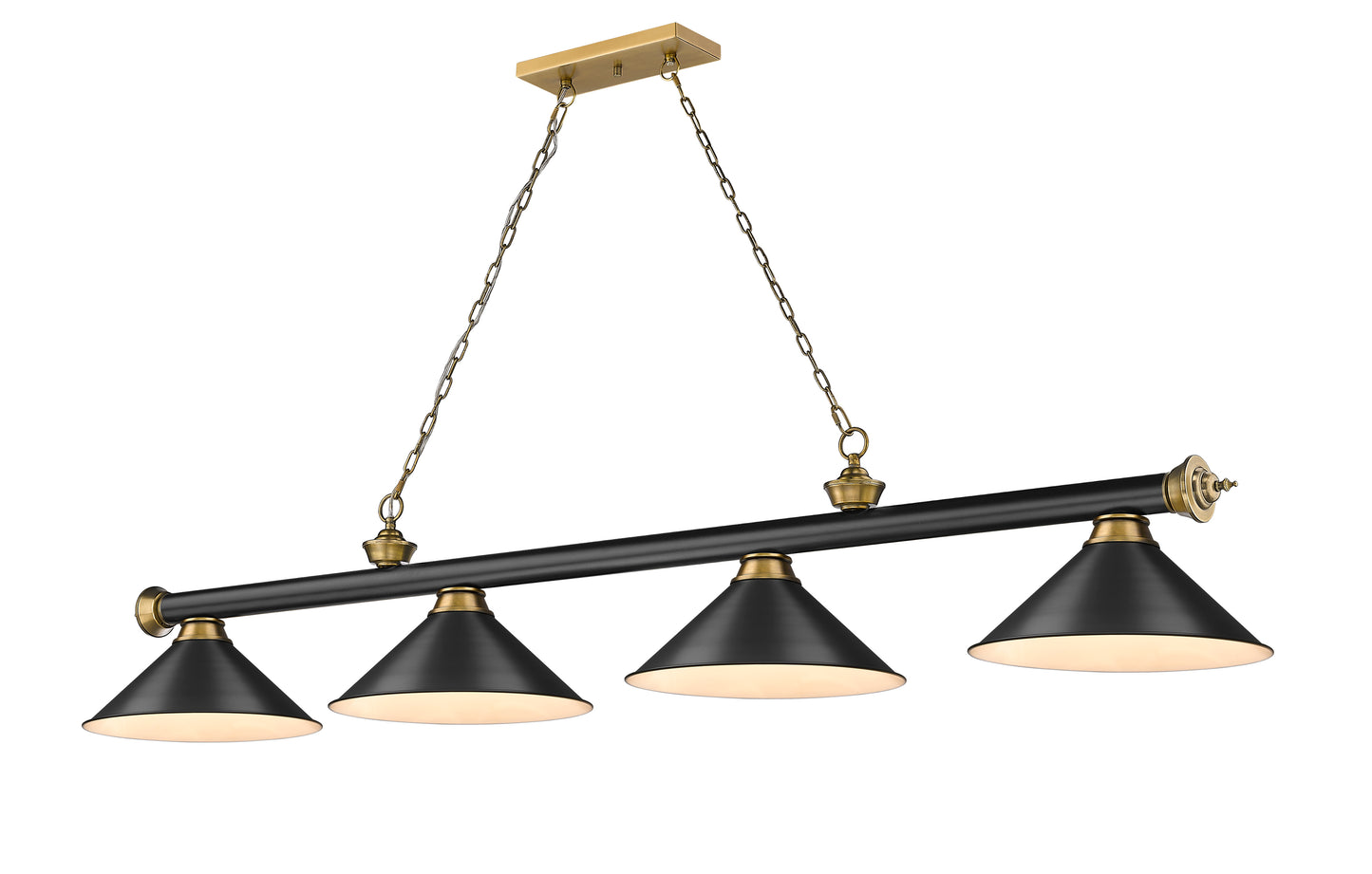 2306-4MB-RB-MB15 - Cordon 4 Light 81" Billiard - Matte Black / Rubbed Brass