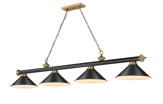 2306-4MB-RB-MB15 - Cordon 4 Light 81" Billiard - Matte Black / Rubbed Brass