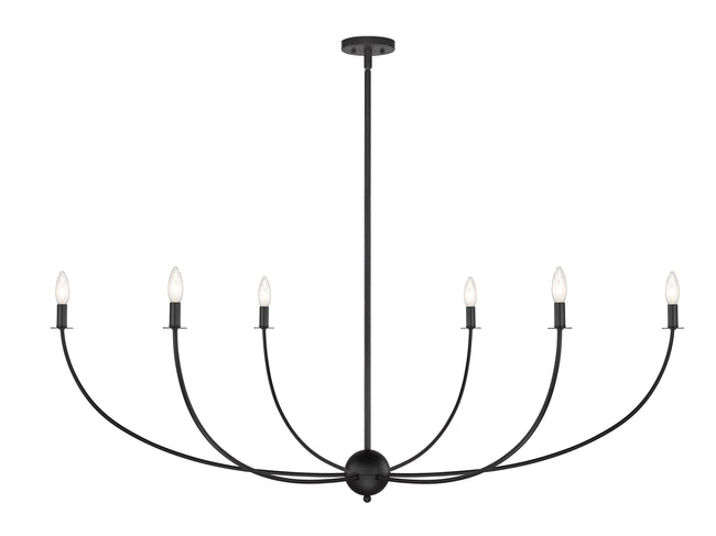 3040-62MB - Shannon 6 Light 62" Chandelier - Matte Black