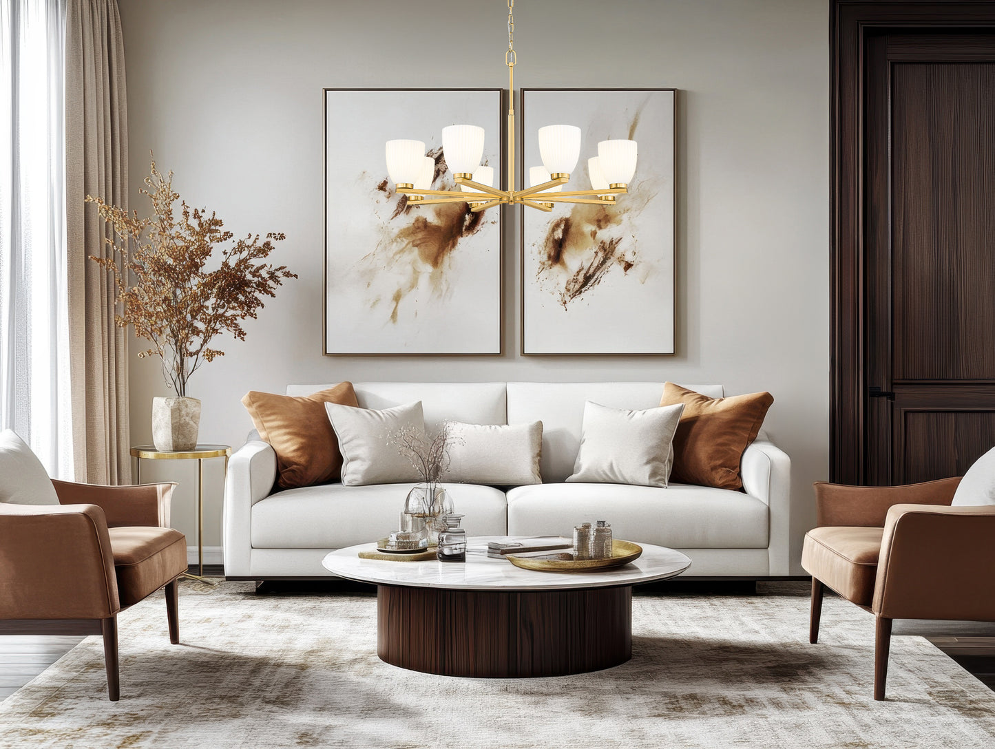7518-8MGLD - Naya 8 Light 33" Chandelier - Modern Gold