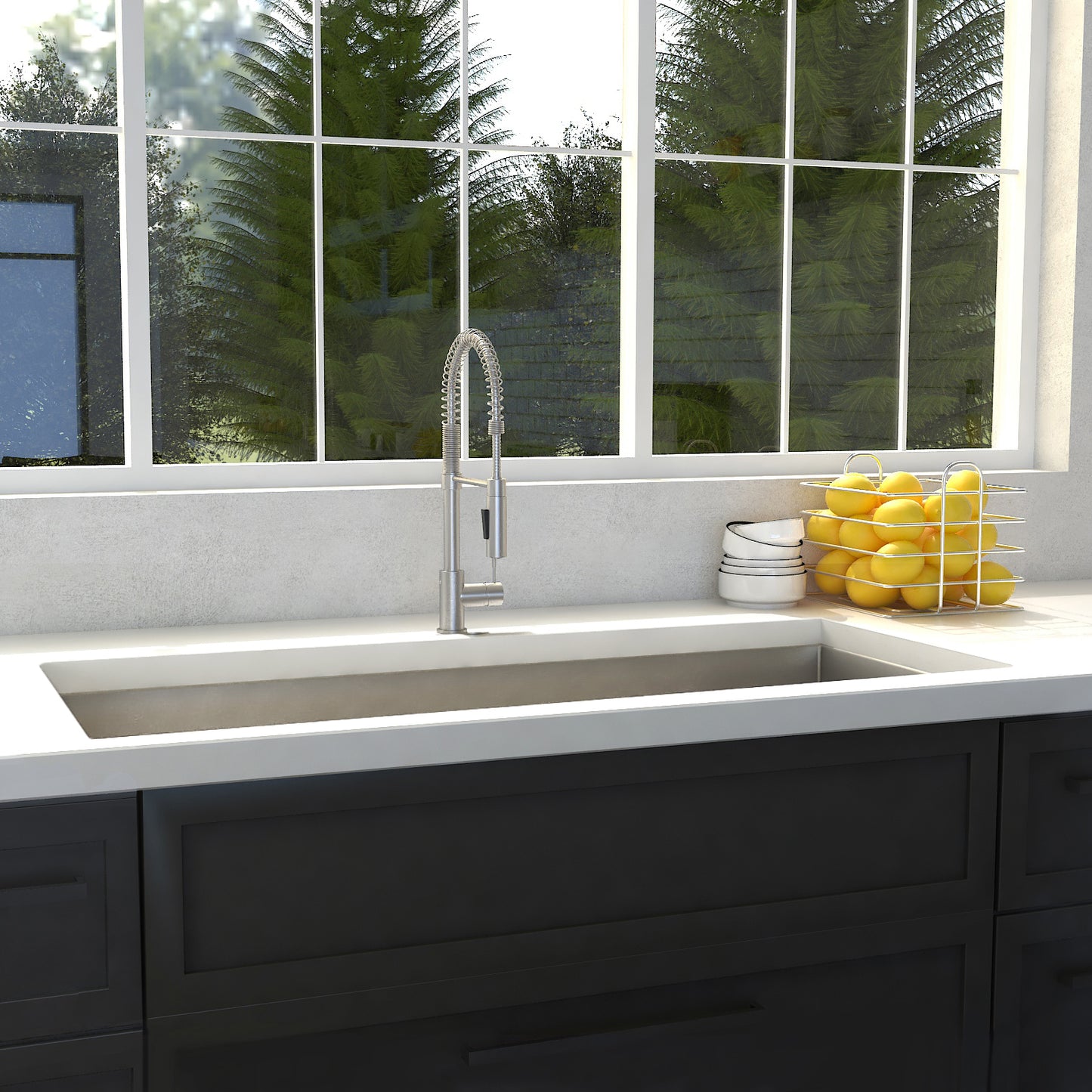 SRS-36 - 36" Meribel Undermount Single Bowl Stainless Steel Kitchen Sink with Bottom Grid