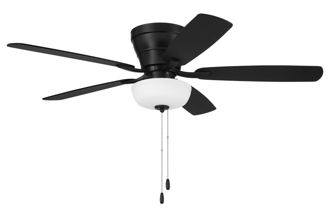 WHL52FB5C1 - Wheeler 52 2-Light Bowl 52" 5 Blade Ceiling Fan with Light Kit - Flat Black
