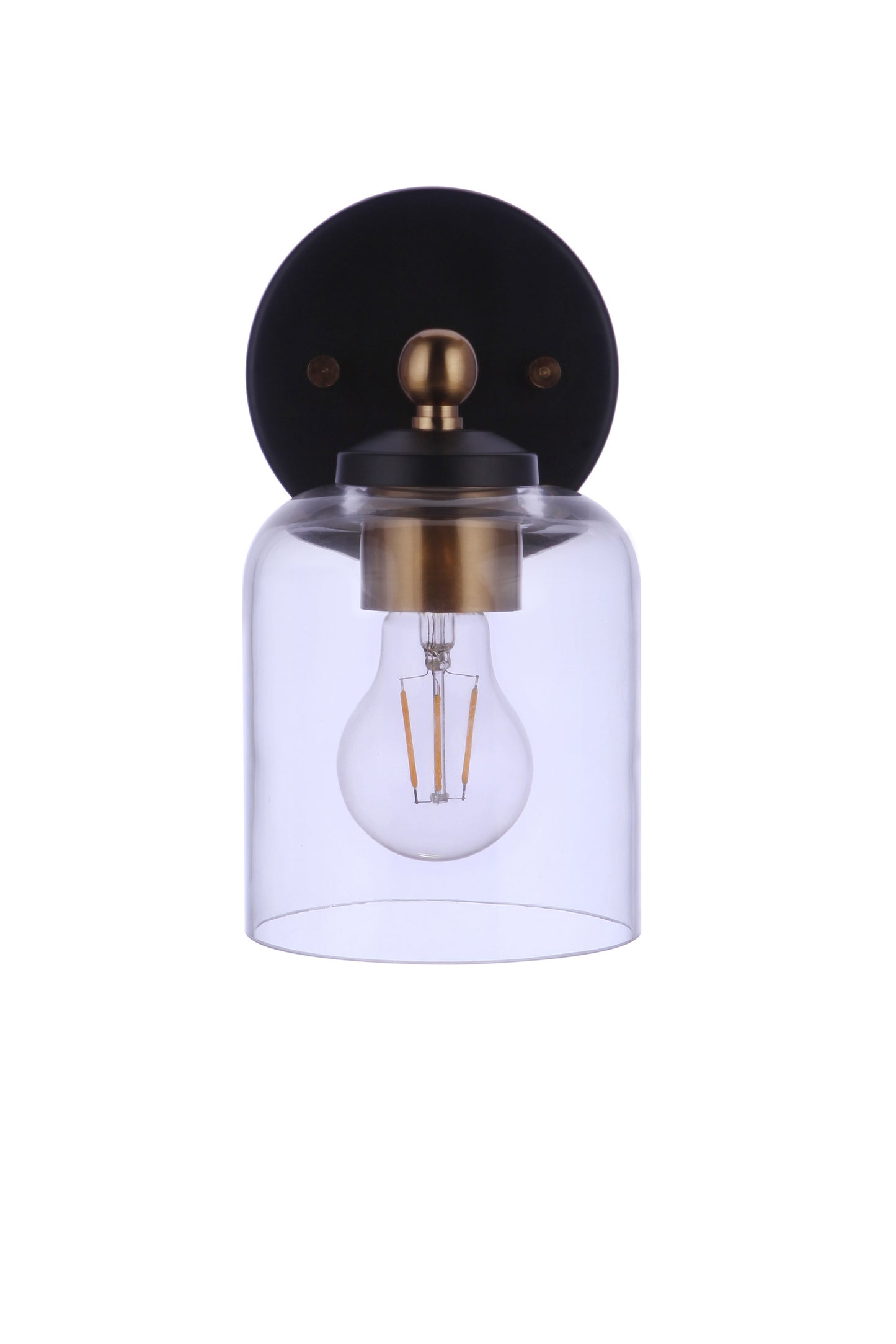 18705FBSB1 - Coppa 1 Light 9" High Wall Sconce - Flat Black / Satin Brass