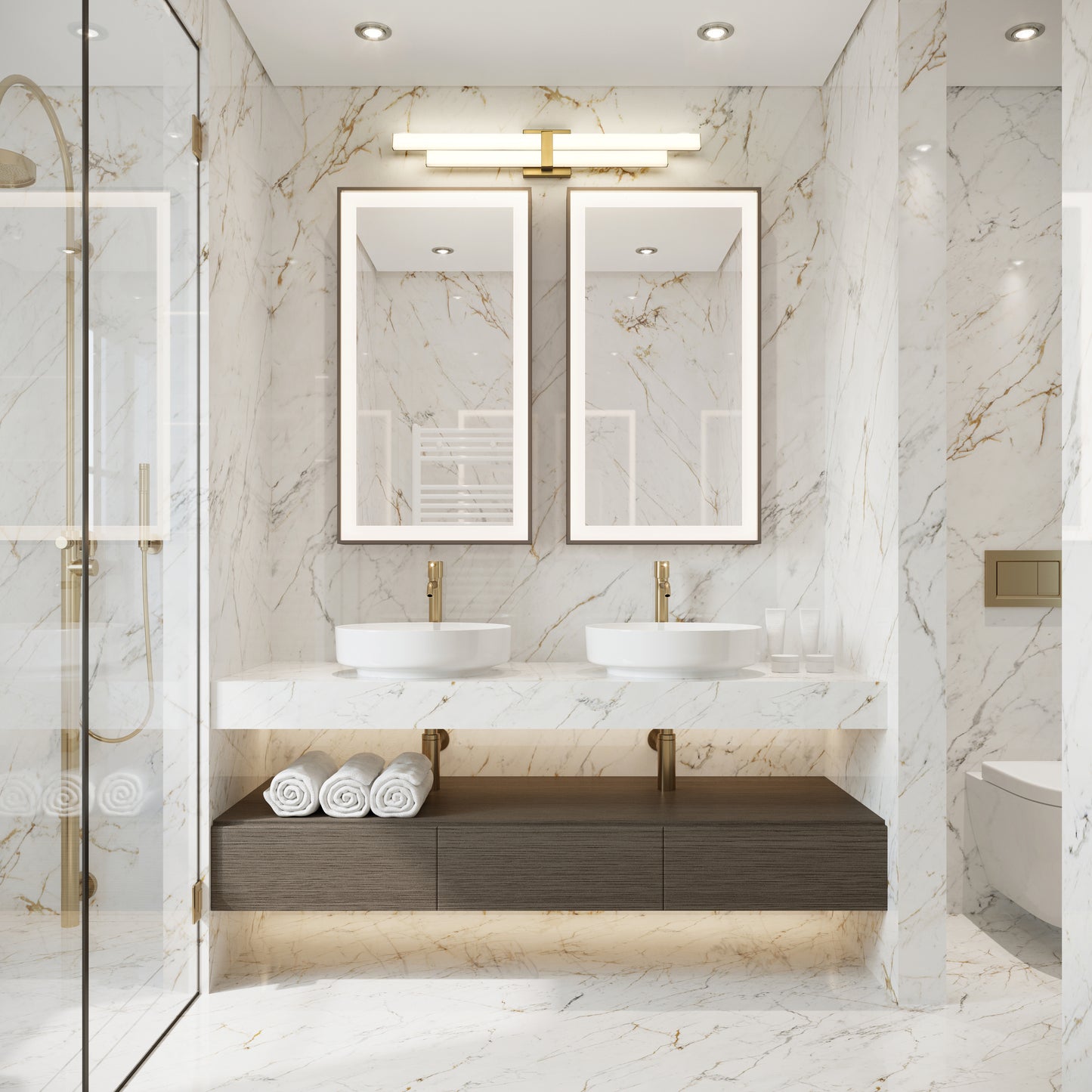 1008-32W-MGLD-LED - Zane 2 Light 32" Vanity - Modern Gold