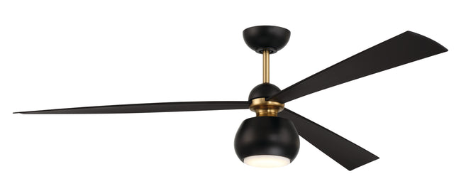 OTT60FBSB3 - Otto 60" 3 Blade Ceiling Fan with Light Kit - Flat Black / Satin Brass